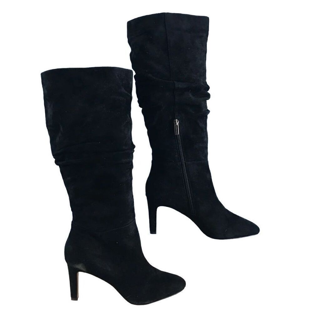 Vince Camuto Womens Suede VP-Larink Heeled Tall Boots Black Size 6.5 NWT